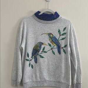 Vintage Carol Wright Tropical Bird Crewneck Sweater 80s Funky Novelty Retro‎